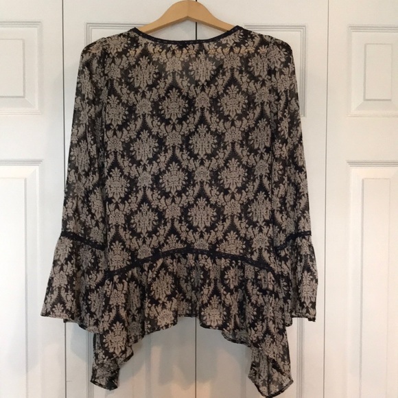 Blu Pepper Sheer Boho Tunic Top Sz S - Picture 4 of 9